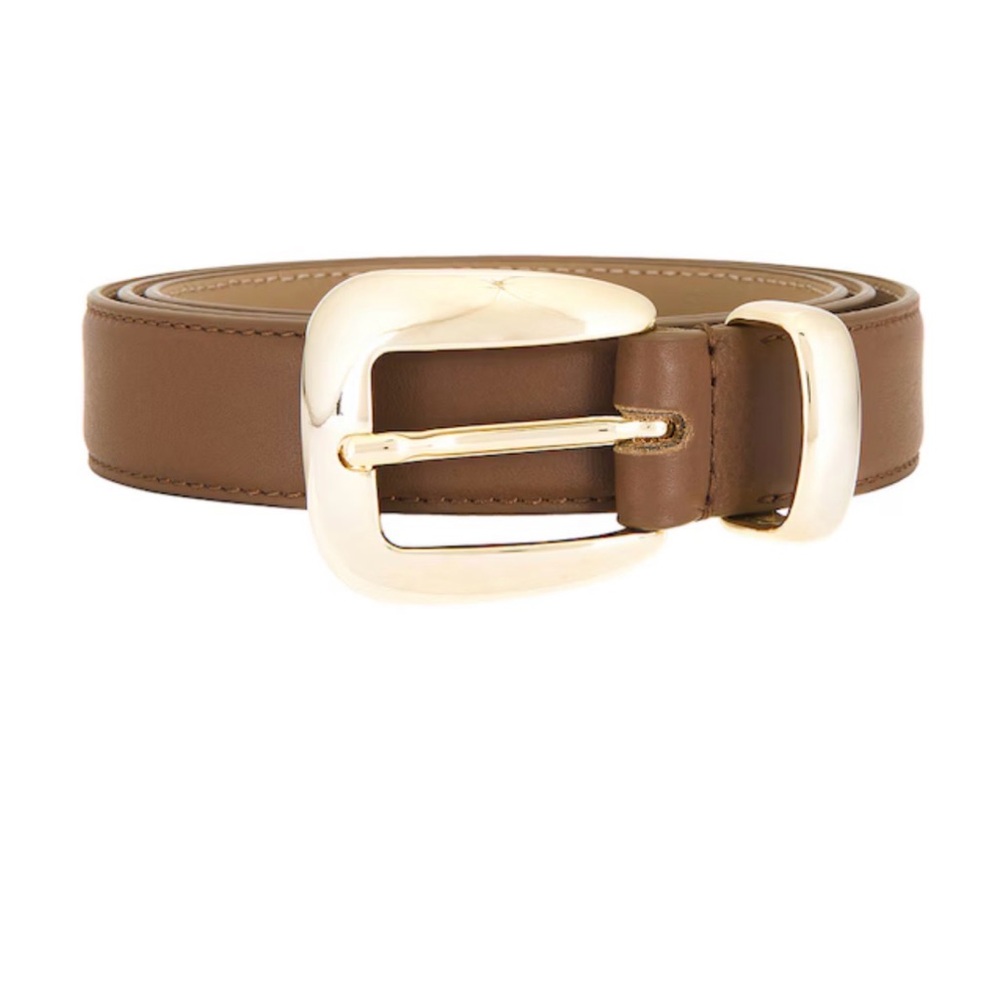 NWOT B-Low the Belt Marc Belt Brown Taupe Leather Belt with Gold Accents - Picture 2 of 12